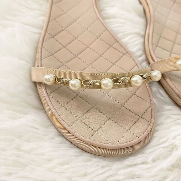 CHANEL Nude Sandal Flats Size 41.5 - Picture 6 of 15